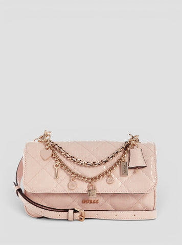 GUESS Womens Pink Libby Flap Crossbody Bag GG991220 Front View