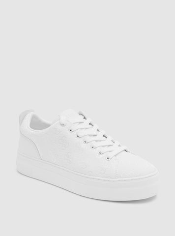 GUESS White Giaa Low-Top Sneakers front view