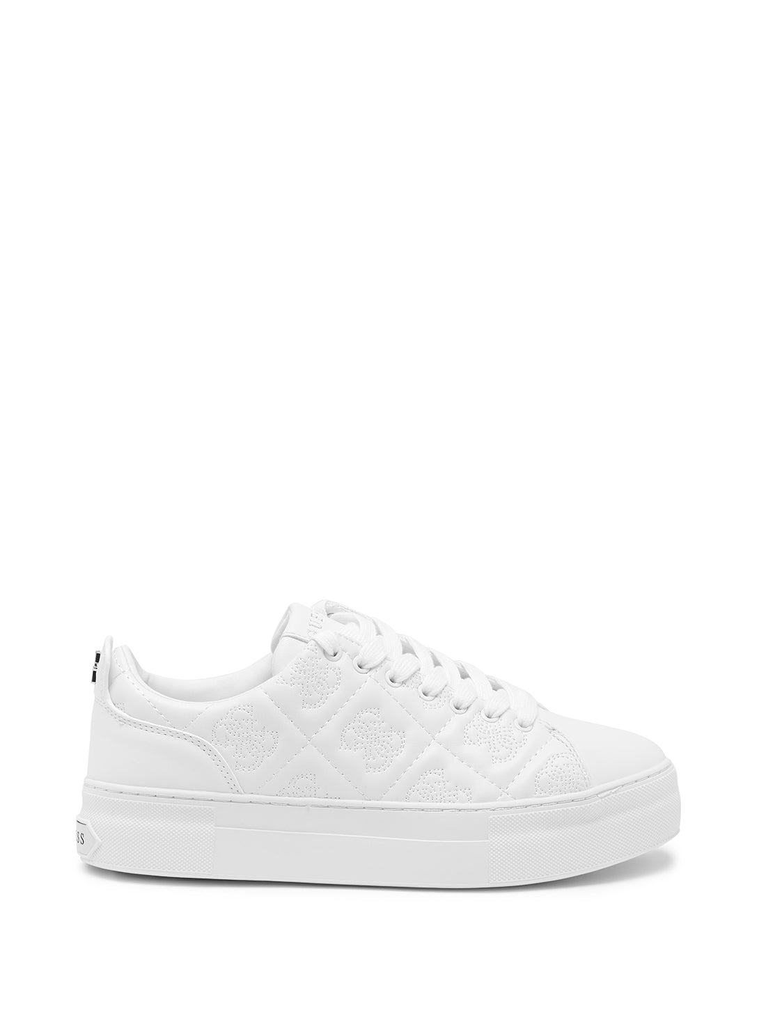 guess womens White Quilted Quattro G Gianele Low-Top Sneakers side view