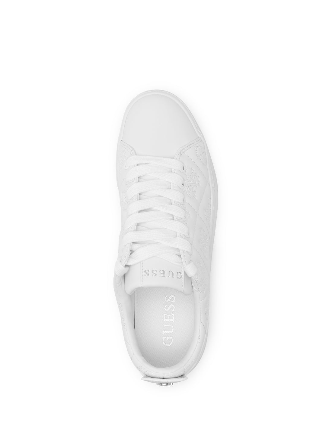 guess womens White Quilted Quattro G Gianele Low-Top Sneakers front upper view