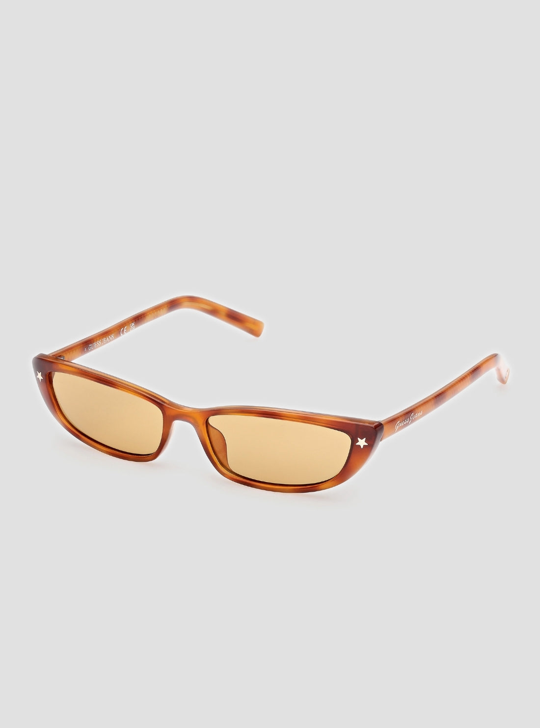 GUESS Womens Brown Havana Thin Cat-Eye Sunglasses GJ00001 Front Side View