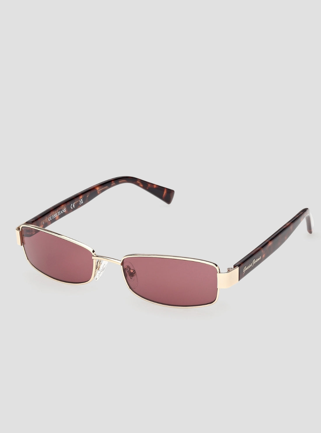 GUESS Womens Brown Rectangular Metal Sunglasses GJ00003 Front Side View