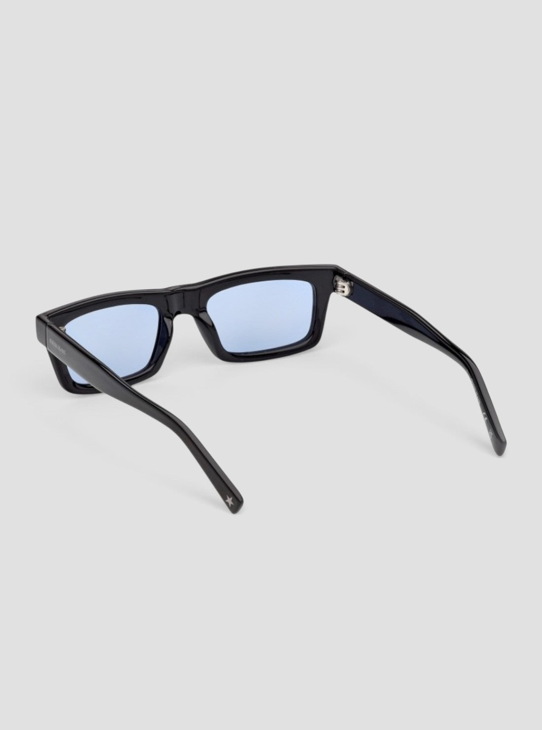 Shiny Black Blue Mirror Rectangular Sunglasses