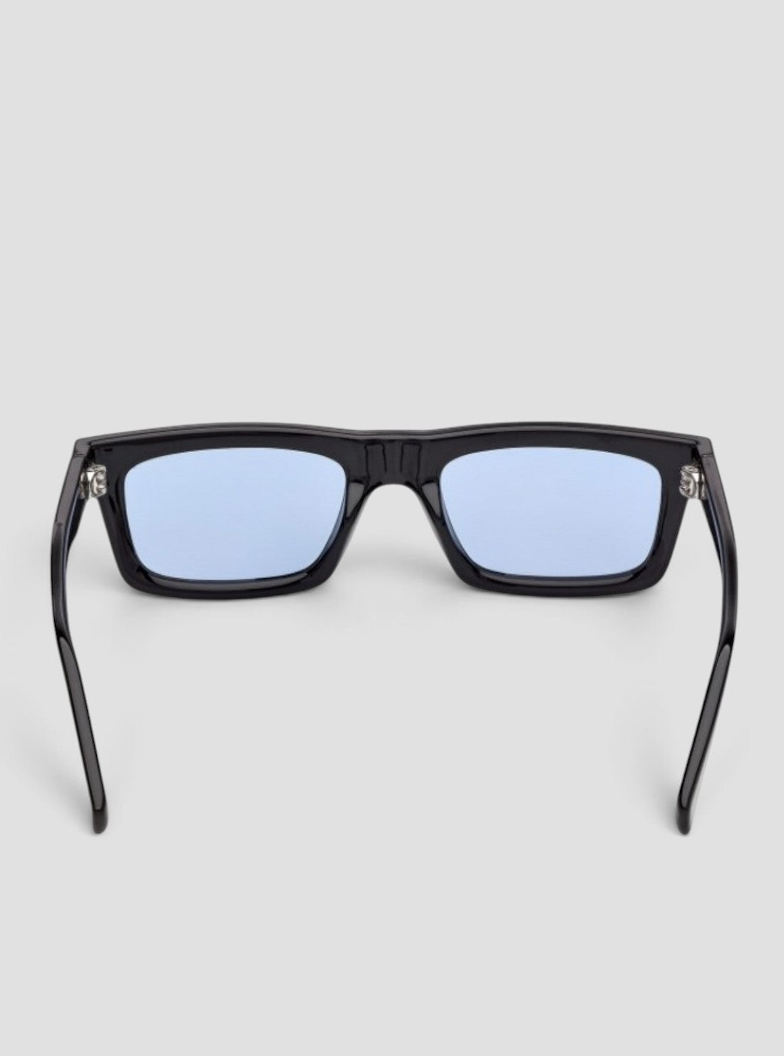 Shiny Black Blue Mirror Rectangular Sunglasses