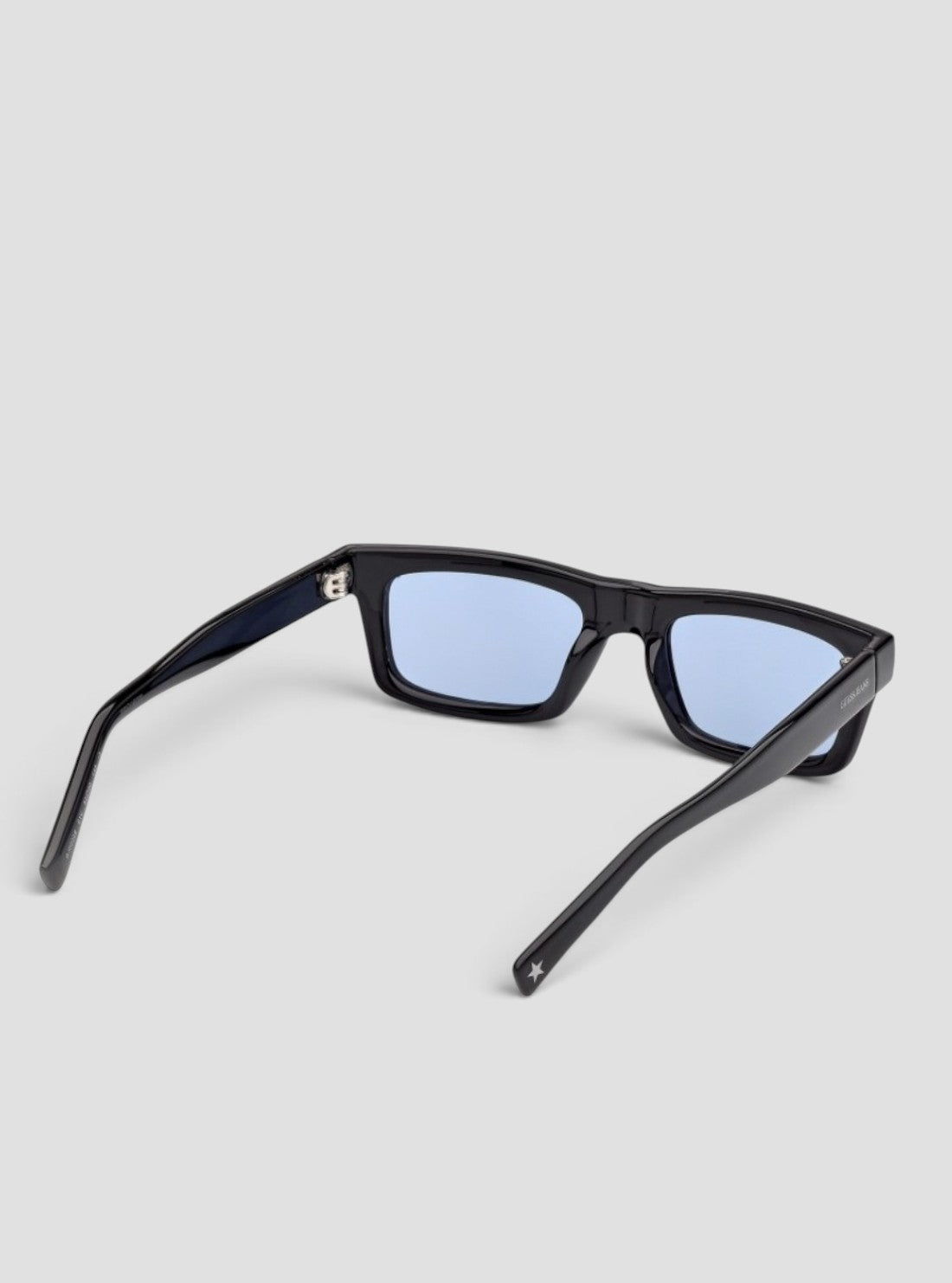 Shiny Black Blue Mirror Rectangular Sunglasses