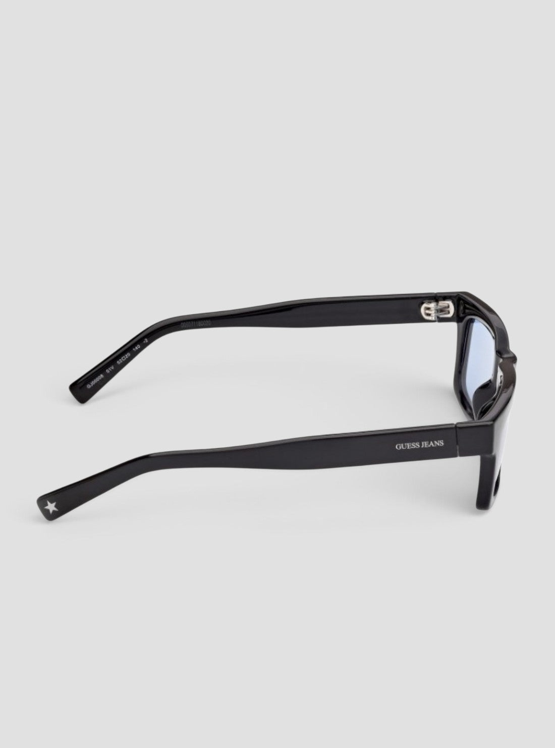 Shiny Black Blue Mirror Rectangular Sunglasses