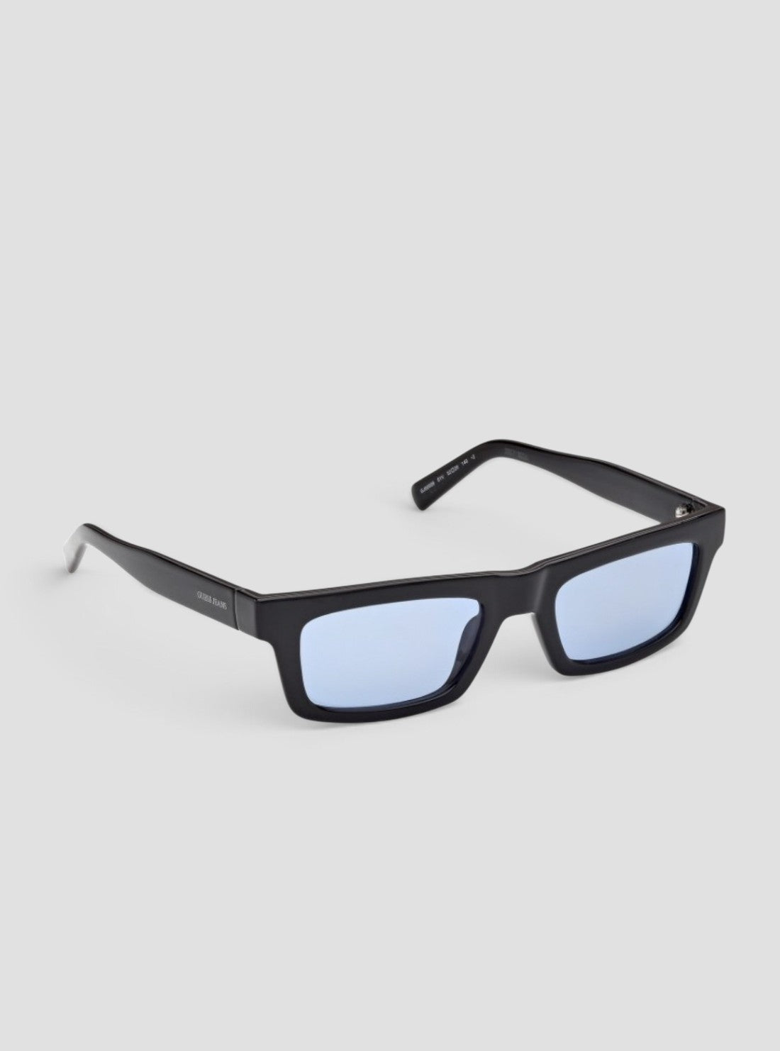 Shiny Black Blue Mirror Rectangular Sunglasses