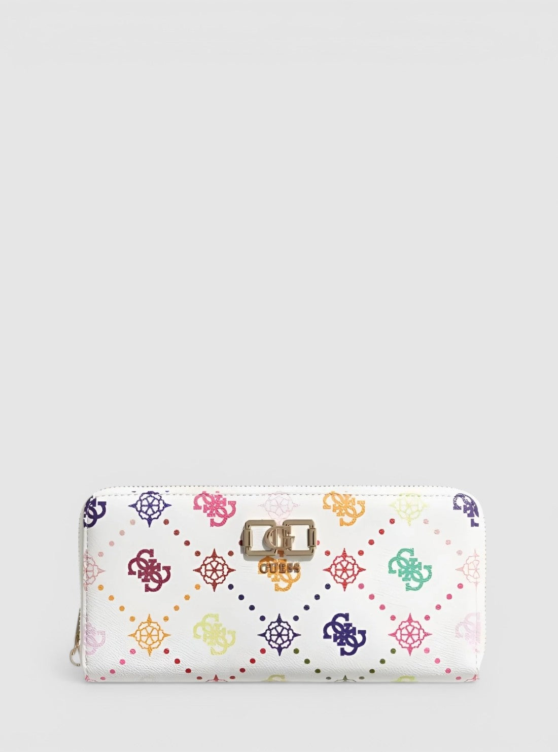 GUESS Womens White Logo Emelie Large Zip Around Wallet GM9928146 Front View2