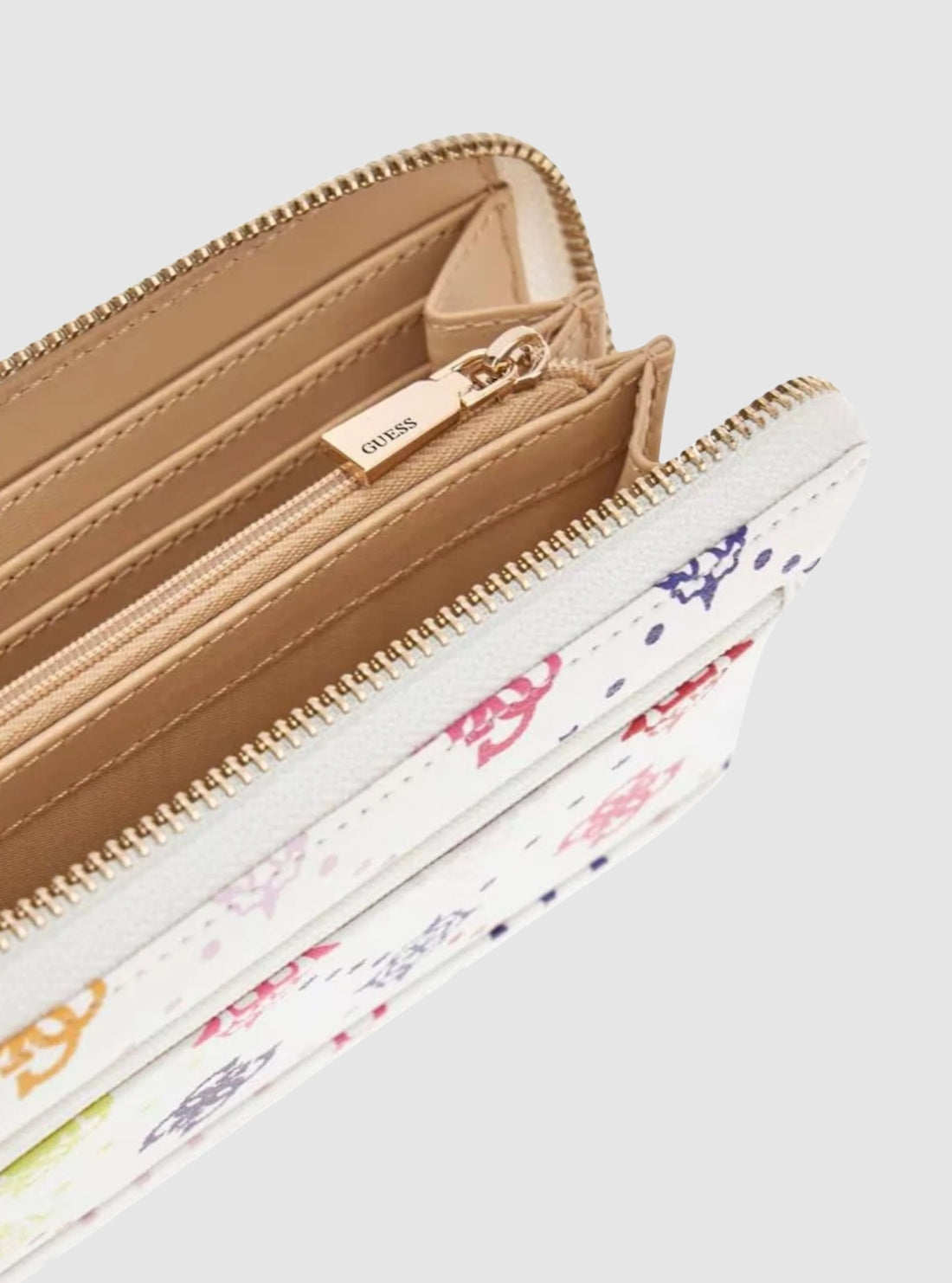 GUESS Womens White Logo Emelie Large Zip Around Wallet GM9928146 Detail View
