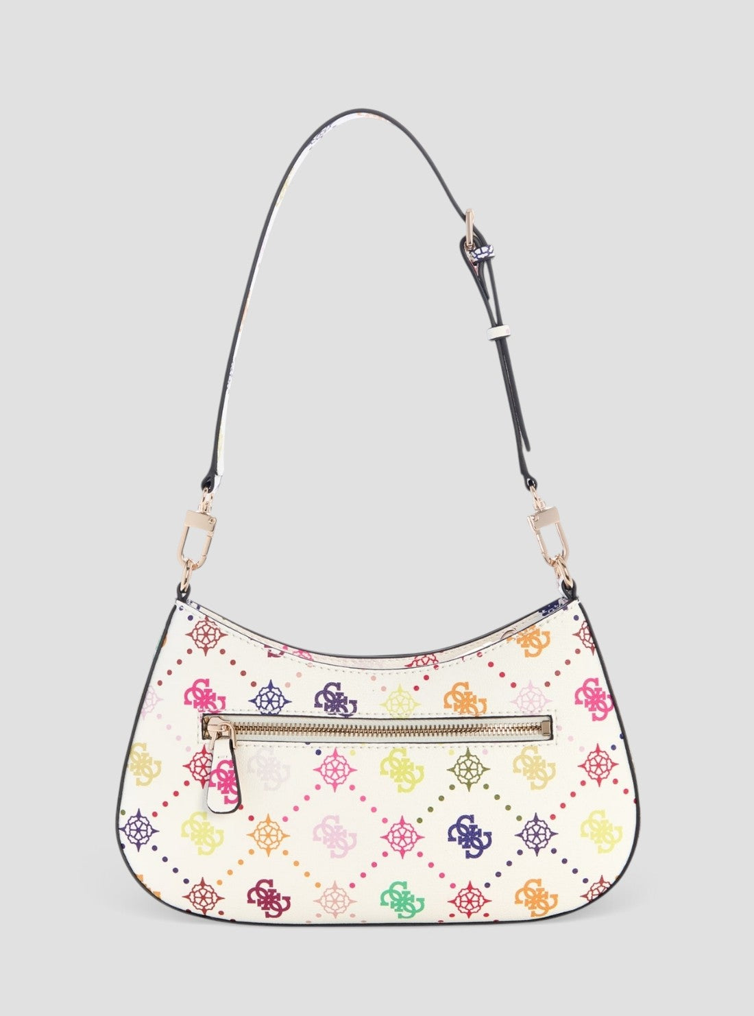 GUESS Womens White Emelie Logo Top Zip Shoulder Bag GM992818 Back View