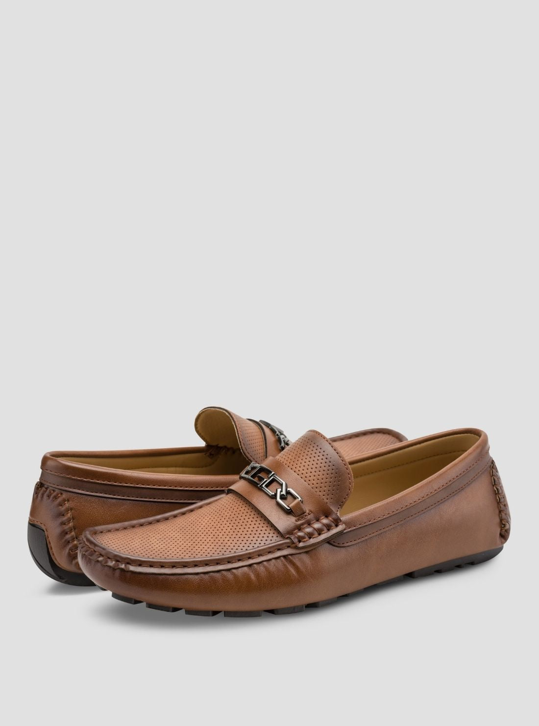 GUESS Footwear Medium Natural Aqlen Loafers AQLEN Front Side View