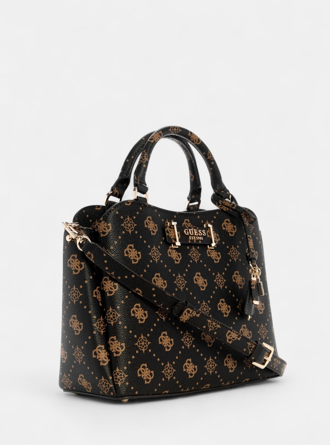 GUESS Womens Brown Logo Silia Girlfriend Satchel Bag GP989006 Front Side View