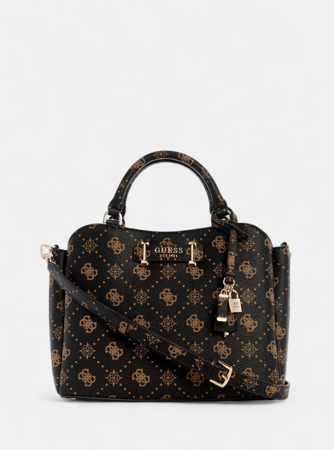 GUESS Womens Brown Logo Silia Girlfriend Satchel Bag GP989006 Front View