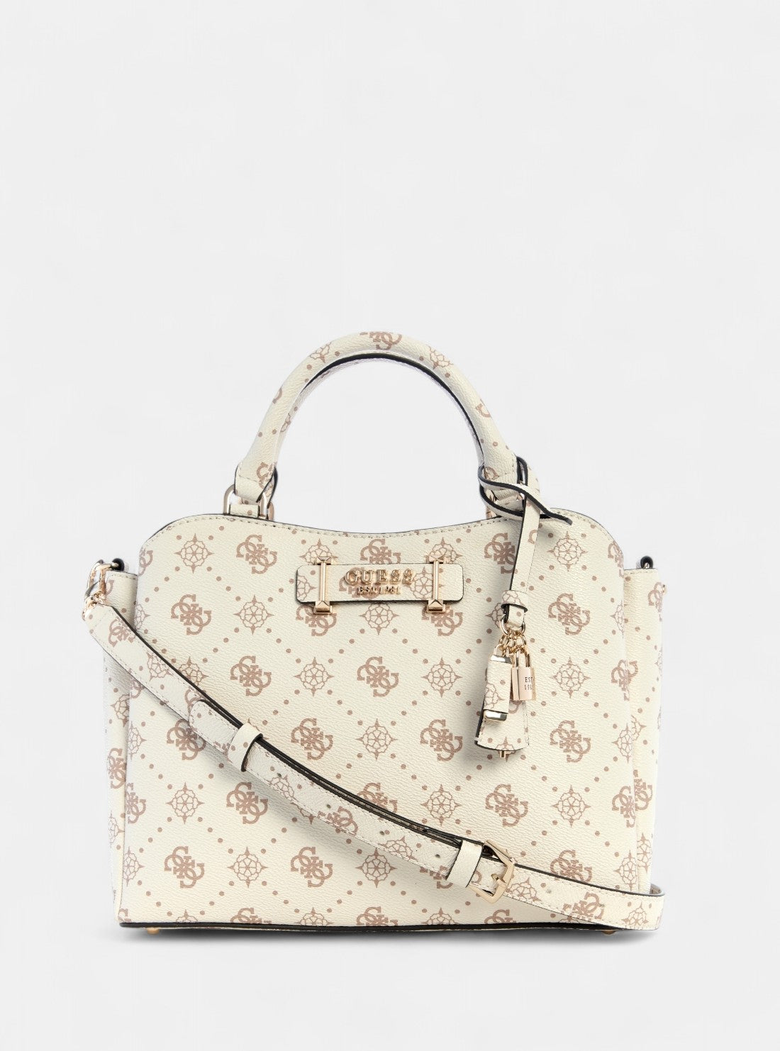 GUESS Womens White Logo Silia Girlfriend Satchel Bag GP989006 Front View