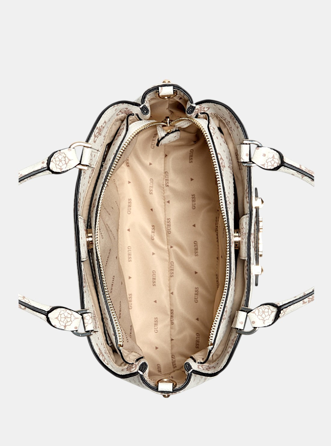 GUESS Womens White Logo Silia Girlfriend Satchel Bag GP989006 Inside View