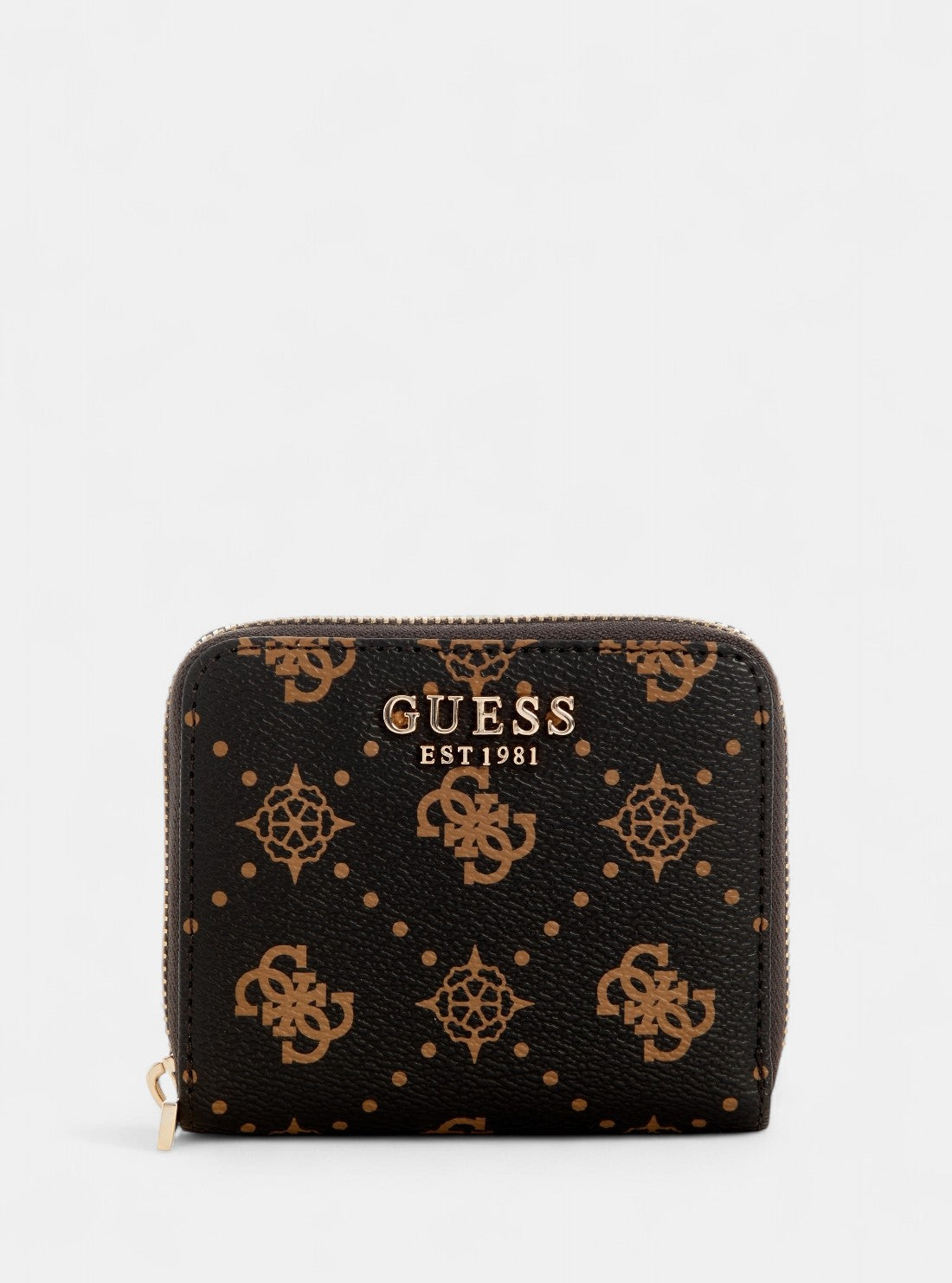 GUESS Womens Brown Logo Silia Small Zip Around Wallet GP9890137 Front View