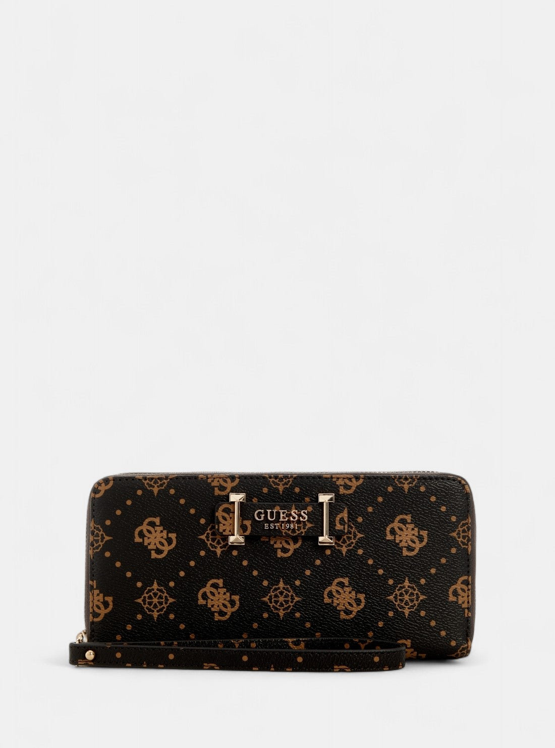 GUESS Womens Brown Logo Silia Large Zip Around Wallet GP9890146 Front View