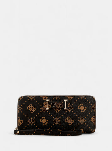 GUESS Womens Brown Logo Silia Large Zip Around Wallet GP9890146 Front View