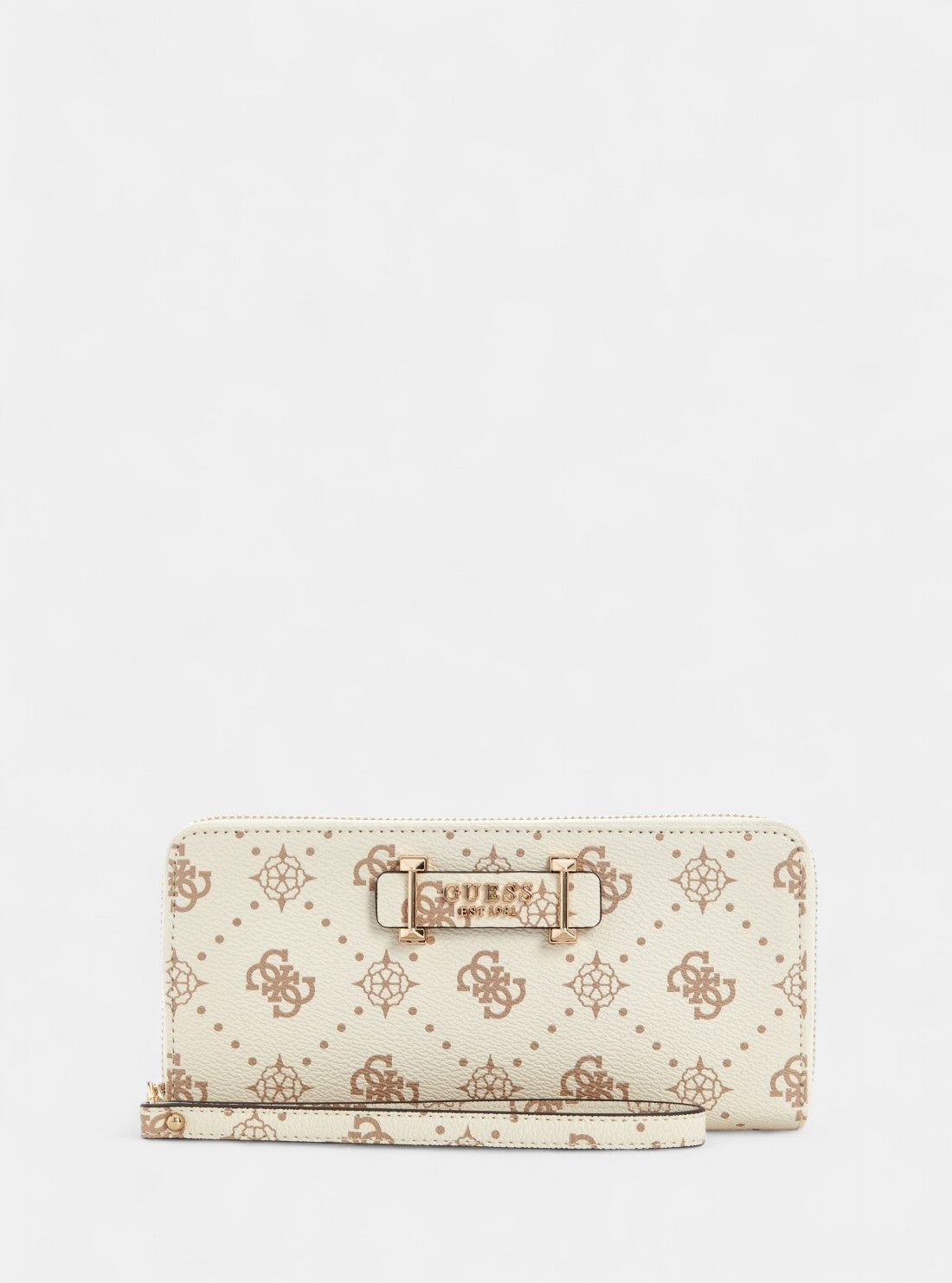 GUESS Womens White Logo Silia Large Zip Around Wallet GP9890146 Front View