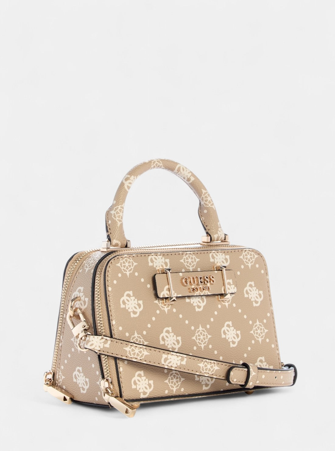 GUESS Womens Beige Logo Silia Mini Satchel Bag GP989076 Front Side View