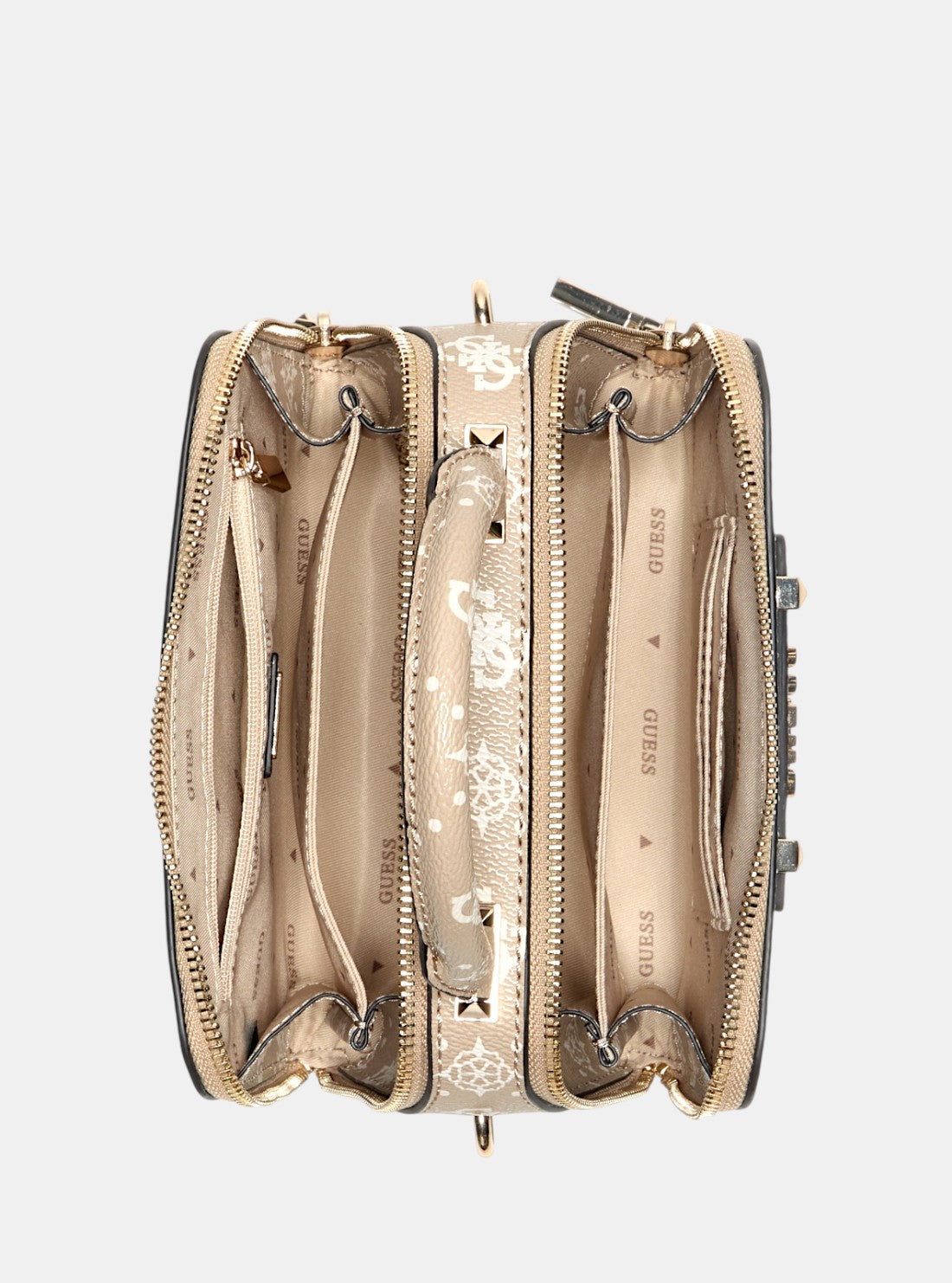 GUESS Womens Beige Logo Silia Mini Satchel Bag GP989076 Inside View