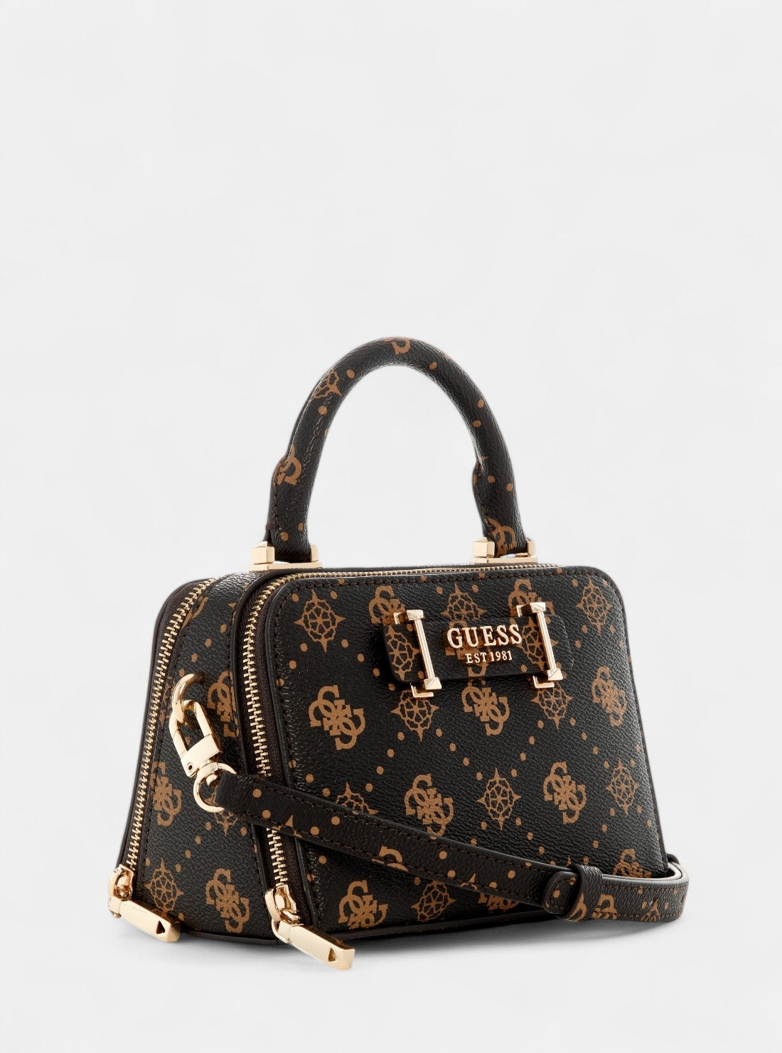 GUESS Womens Brown Logo Silia Mini Satchel Bag GP989076 Front Side View