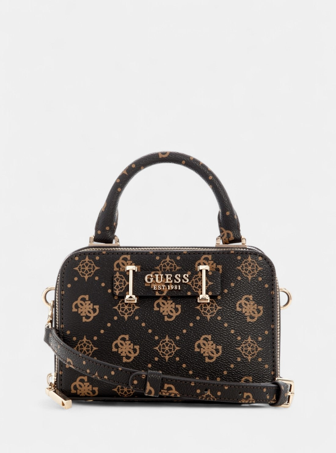 GUESS Womens Brown Logo Silia Mini Satchel Bag GP989076 Front View