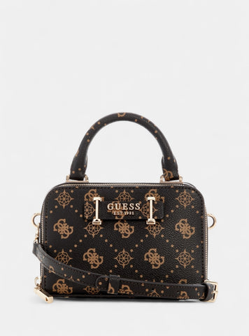 GUESS Womens Brown Logo Silia Mini Satchel Bag GP989076 Front View