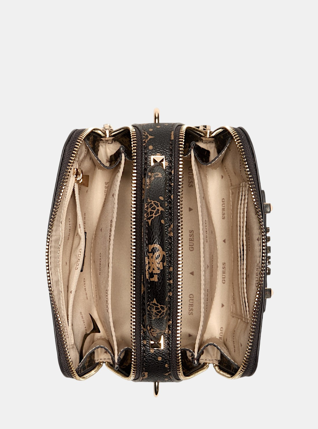 GUESS Womens Brown Logo Silia Mini Satchel Bag GP989076 Inside View