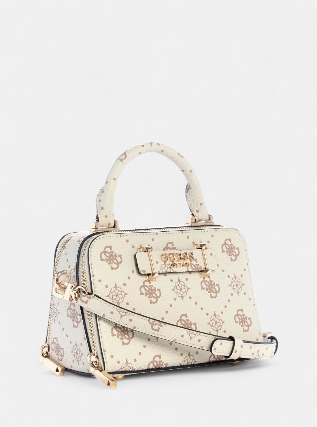 GUESS Womens White Logo Dea Girlfriend Satchel Bag GP989076 Front Side View