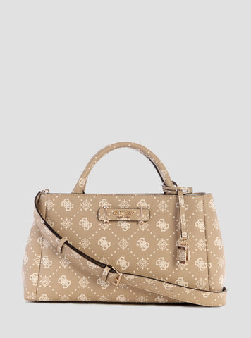 GUESS Womens Beige Logo Carrie Girlfriend Satchel Bag GP989806 Front View