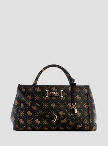 GUESS Womens Brown Logo Carrie Girlfriend Satchel Bag GP989806 Front View