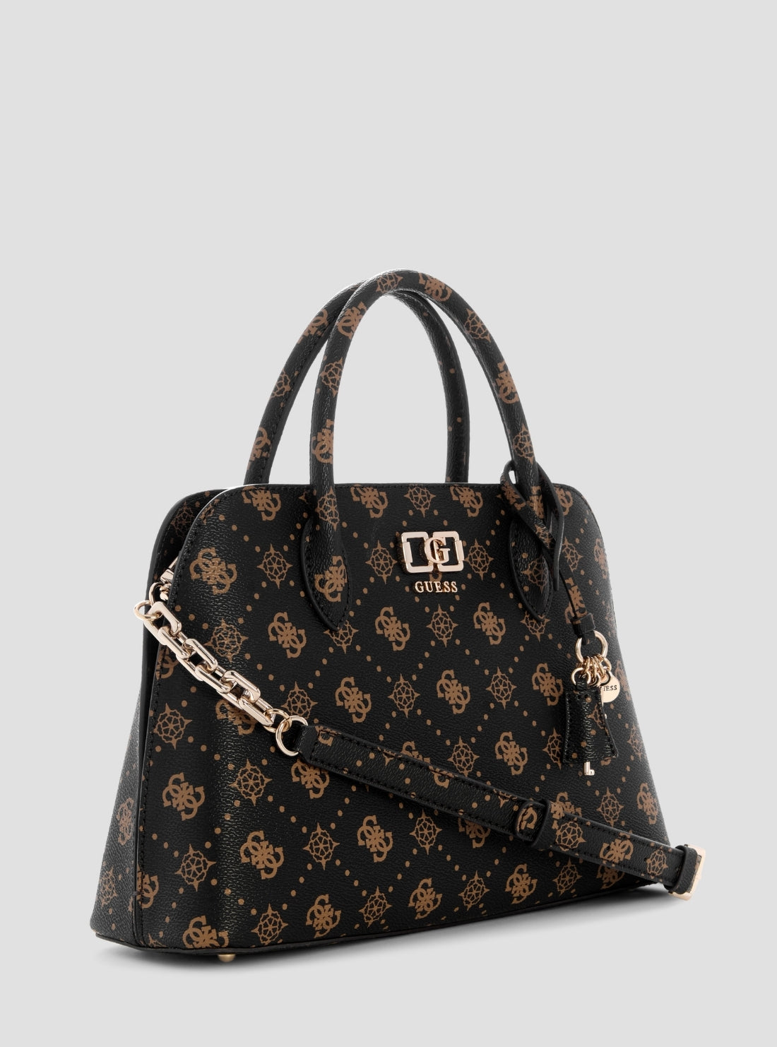 GUESS Handbags Brown Logo Emelie Logo Satchel Bag GP992806 Side View