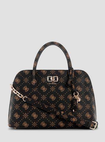 GUESS Handbags Brown Logo Emelie Logo Satchel Bag GP992806 Front View