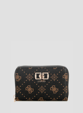 GUESS Womens Brown Logo Emelie Medium Zip Around Wallet GP9928140 Front View