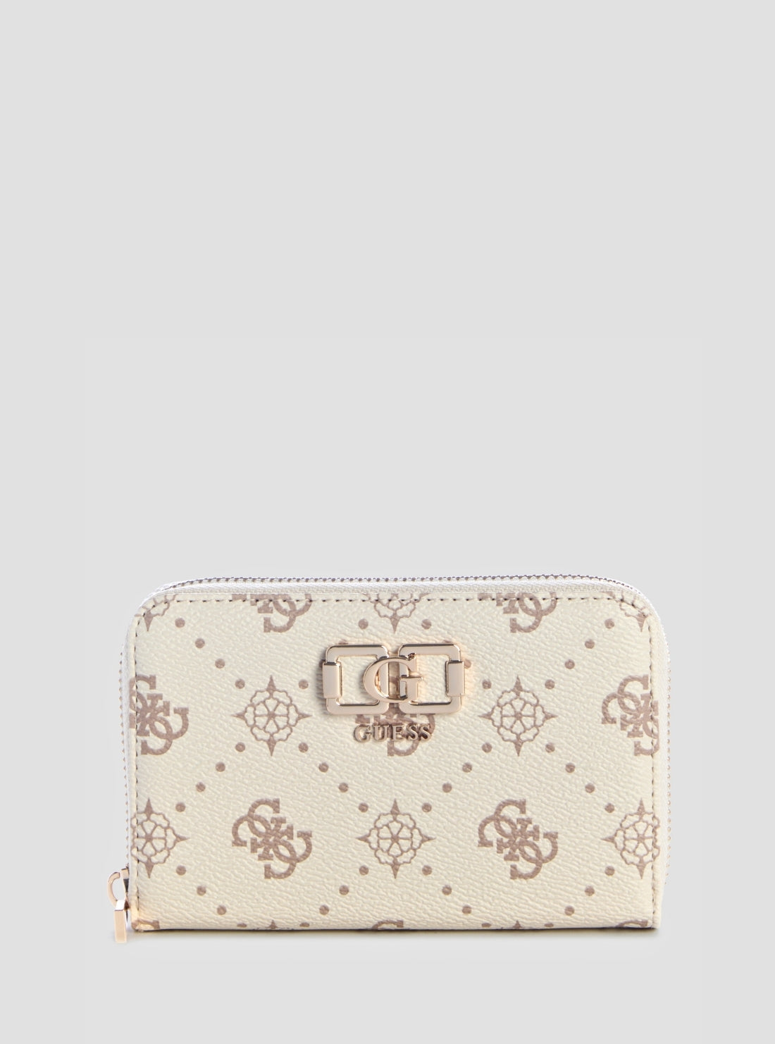 GUESS Womens White Logo Emelie Medium Zip Around Wallet GP9928140 Front View