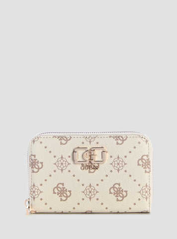 GUESS Womens White Logo Emelie Medium Zip Around Wallet GP9928140 Front View