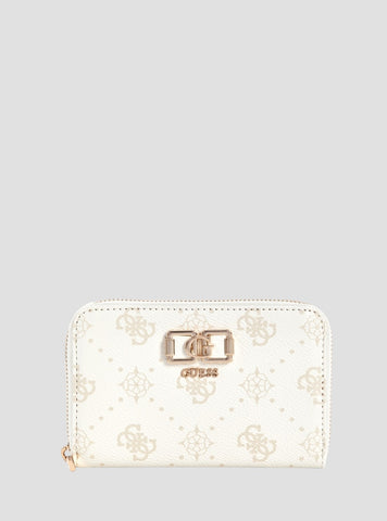 GUESS Womens White Logo Emelie Medium Zip Around Wallet GP9928140 Front View