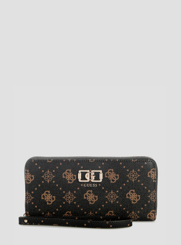 GUESS Womens Brown Logo Emelie Large Zip Around Wallet GP9928146 Front View