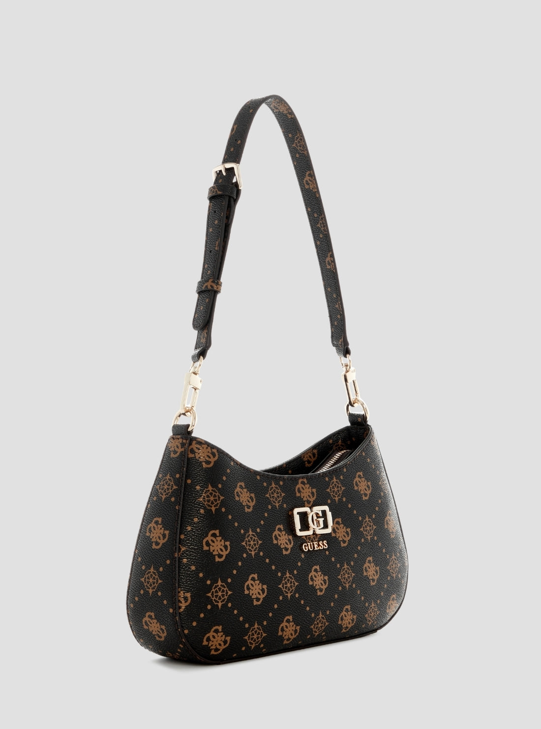 GUESS Womens Brown Logo Emelie Top Zip Shoulder Bag GP992818 Side View