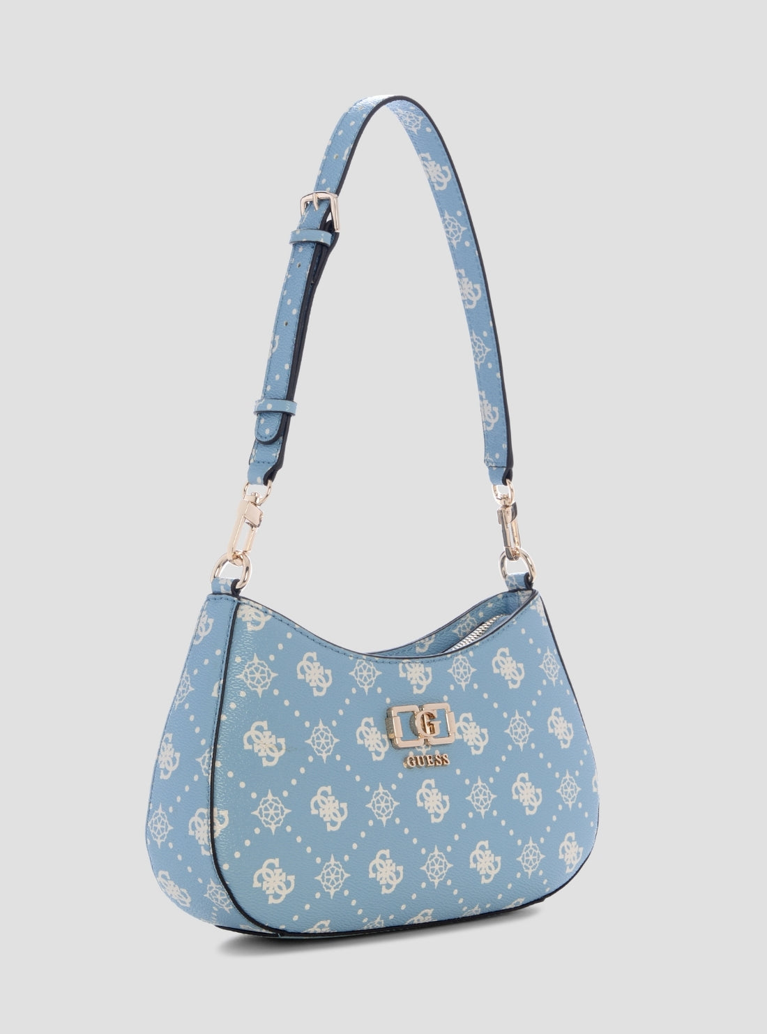 GUESS Womens Light Blue Logo Emelie Top Zip Shoulder Bag GP992818 Side View