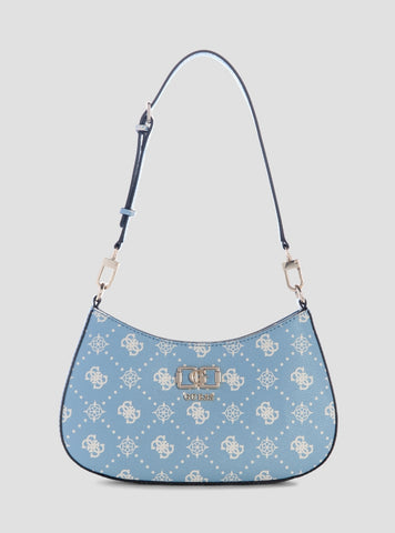 GUESS Womens Light Blue Logo Emelie Top Zip Shoulder Bag GP992818 Front View