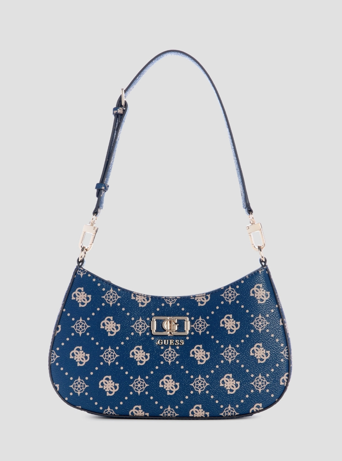 GUESS Womens Blue Logo Emelie Top Zip Shoulder Bag GP992818 Front View