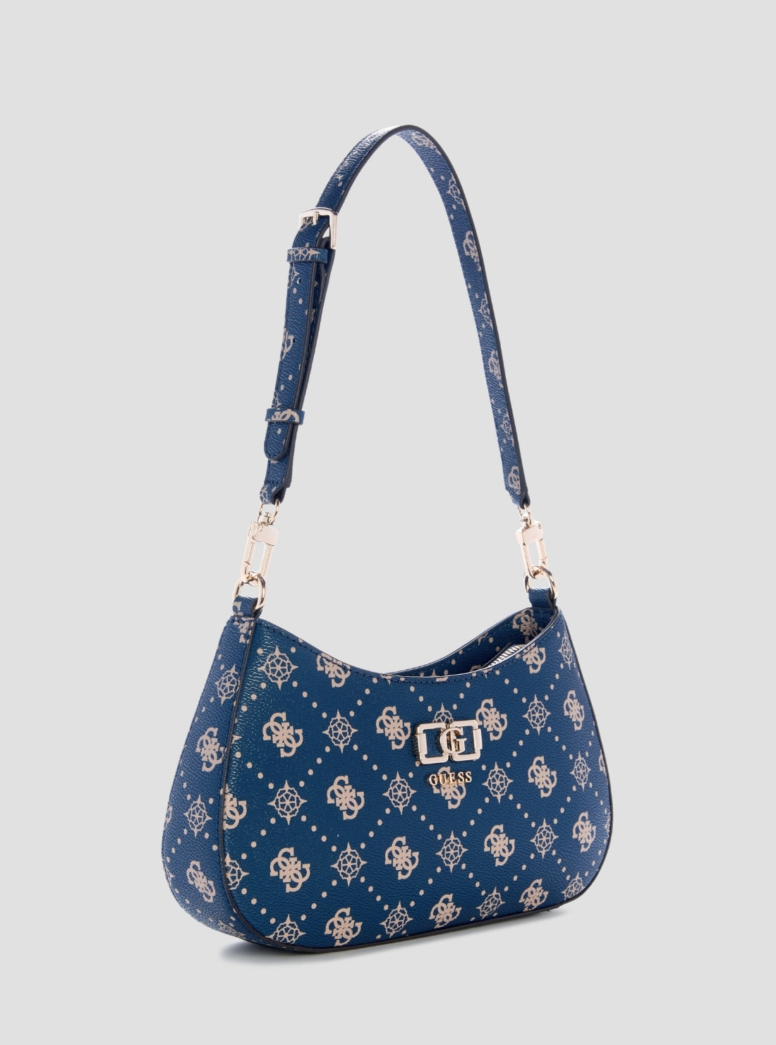 GUESS Womens Blue Logo Emelie Top Zip Shoulder Bag GP992818 Side View