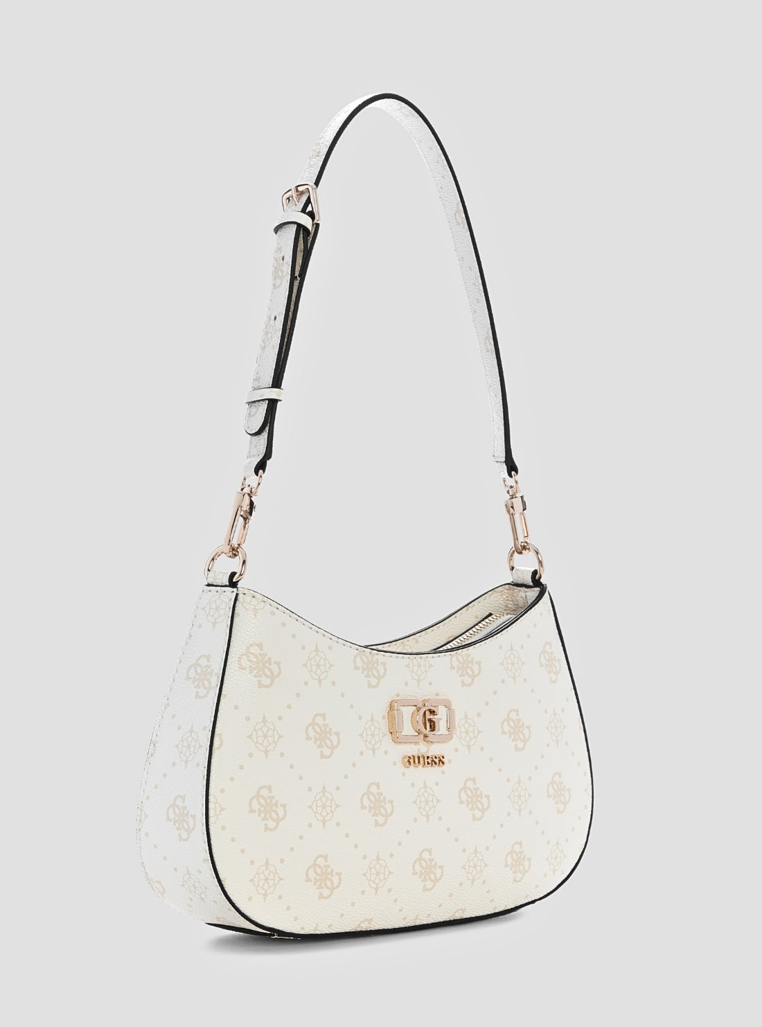 GUESS Womens White Logo Emelie Top Zip Shoulder Bag GP992818 Side View