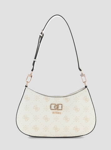 GUESS Womens White Logo Emelie Top Zip Shoulder Bag GP992818 Front View