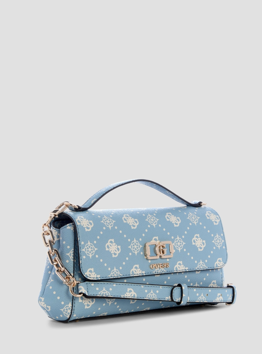 GUESS Womens Light Blue Logo Emelie Flap Crossbody Bag GP992819 Side View