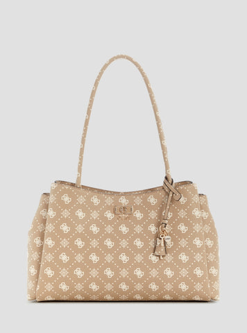 GUESS Womens Beige Logo Emelie Logo Girlfriend Carryall Bag GP992822 Front View