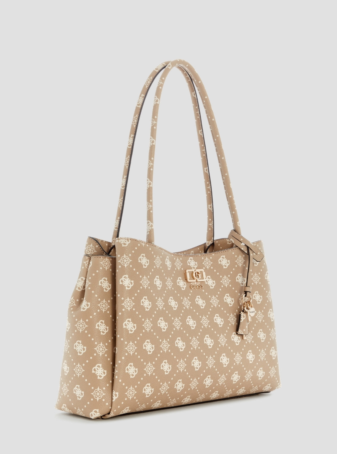 GUESS Womens Beige Logo Emelie Logo Girlfriend Carryall Bag GP992822 Front Side View