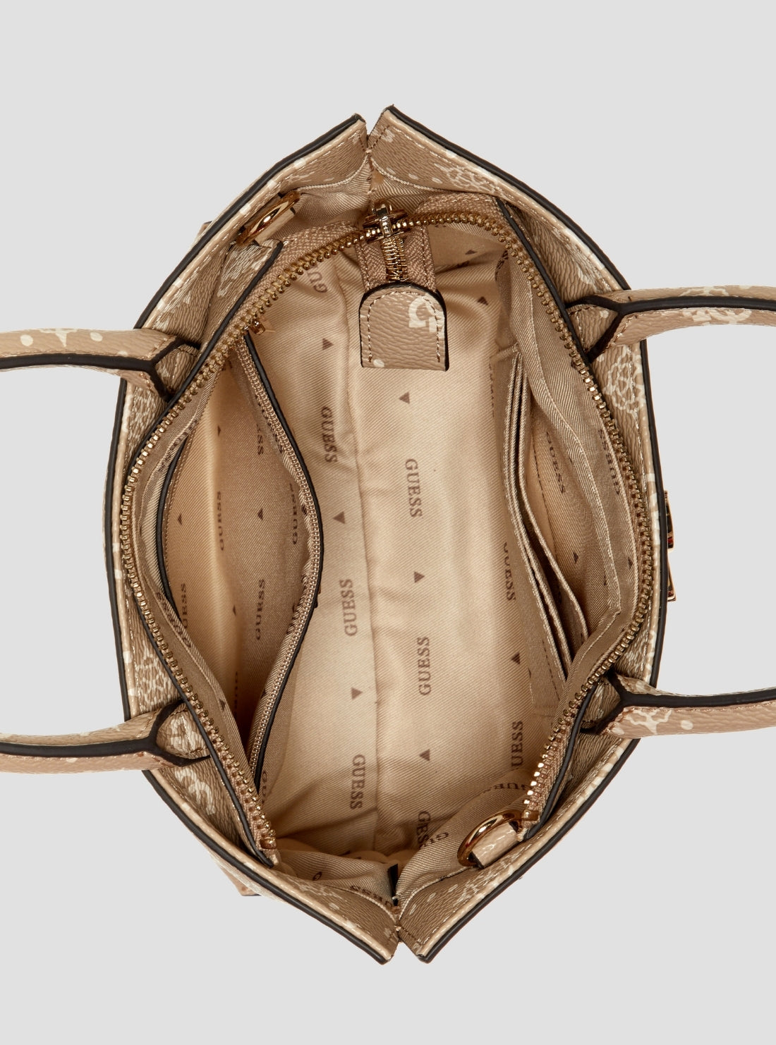 GUESS Womens Beige Logo Emelie Logo Mini Tote Bag GP992875 Inside VIew